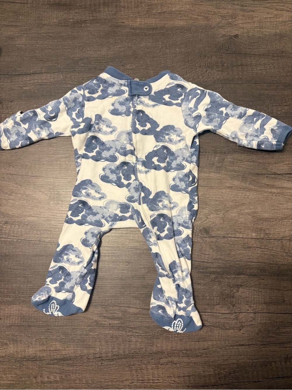 Blue Cloud-Print Footed One-Piece for Baby
